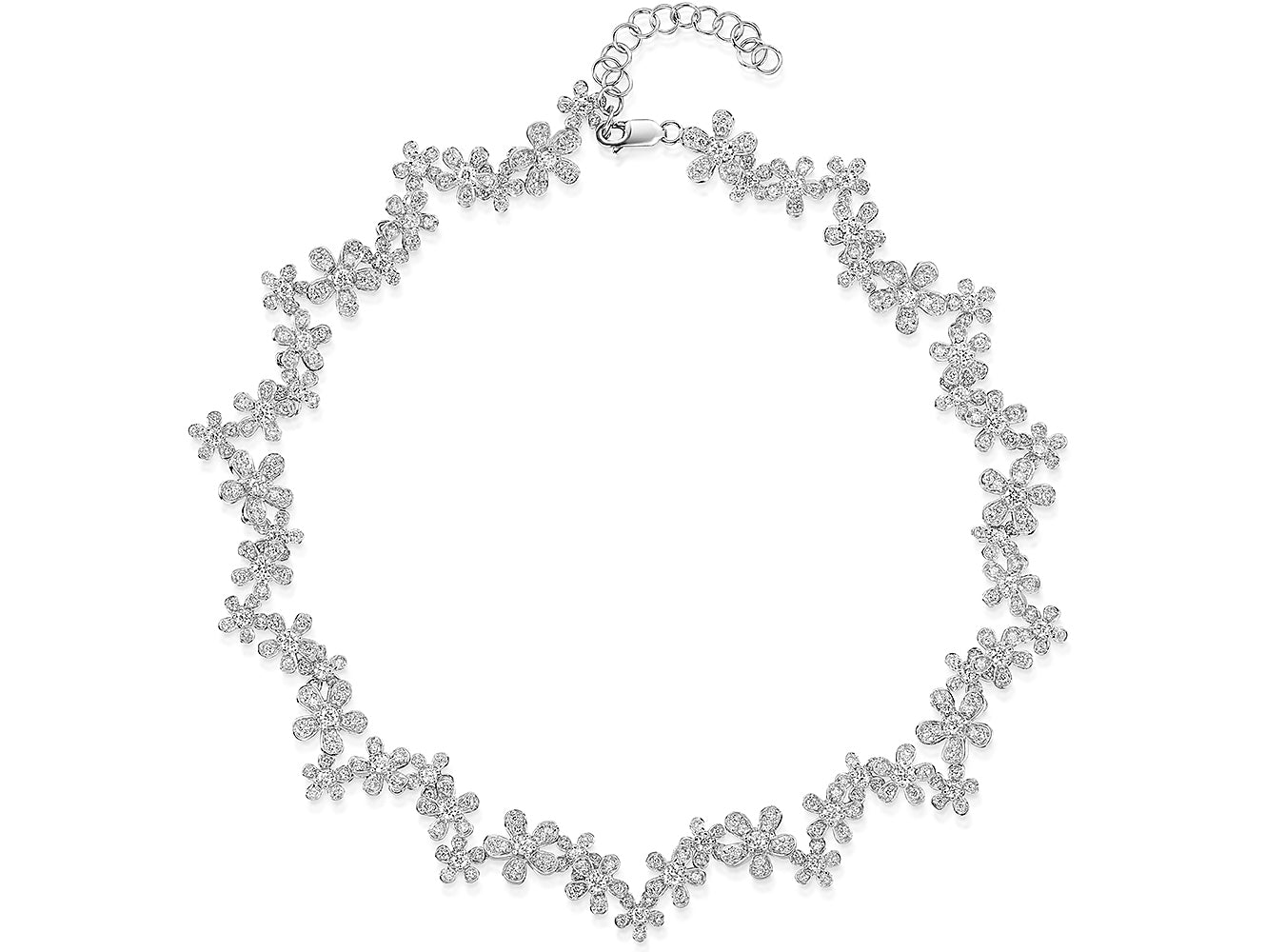 Sterling Silver Pave Cubic Zirconia Flower Necklace
