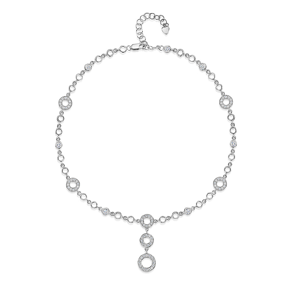 Sterling Silver Full Necklace With Three Circle Drops