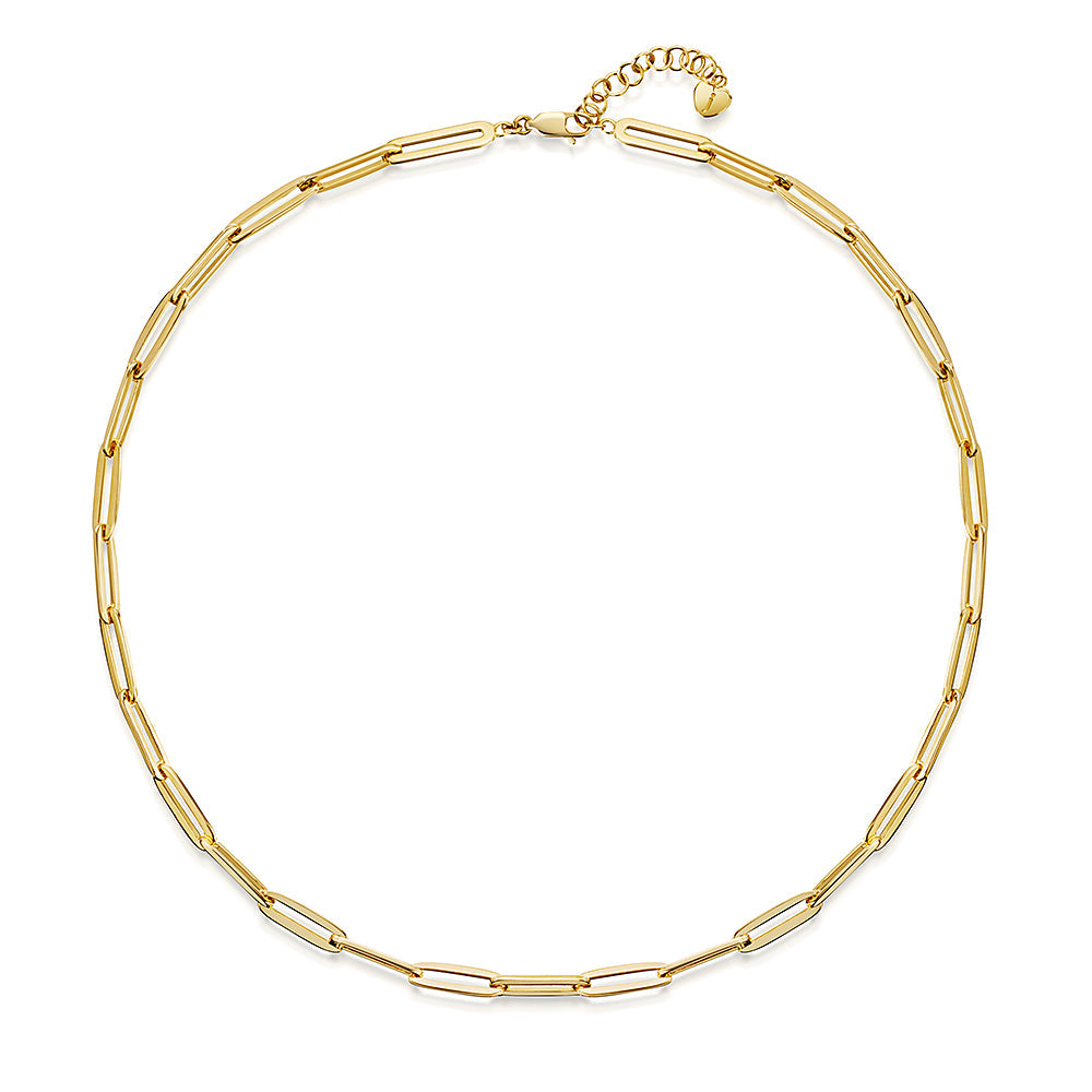 A yellow gold full paper link necklace with a 3cm extension chain-JOOLS by Jenny Brown