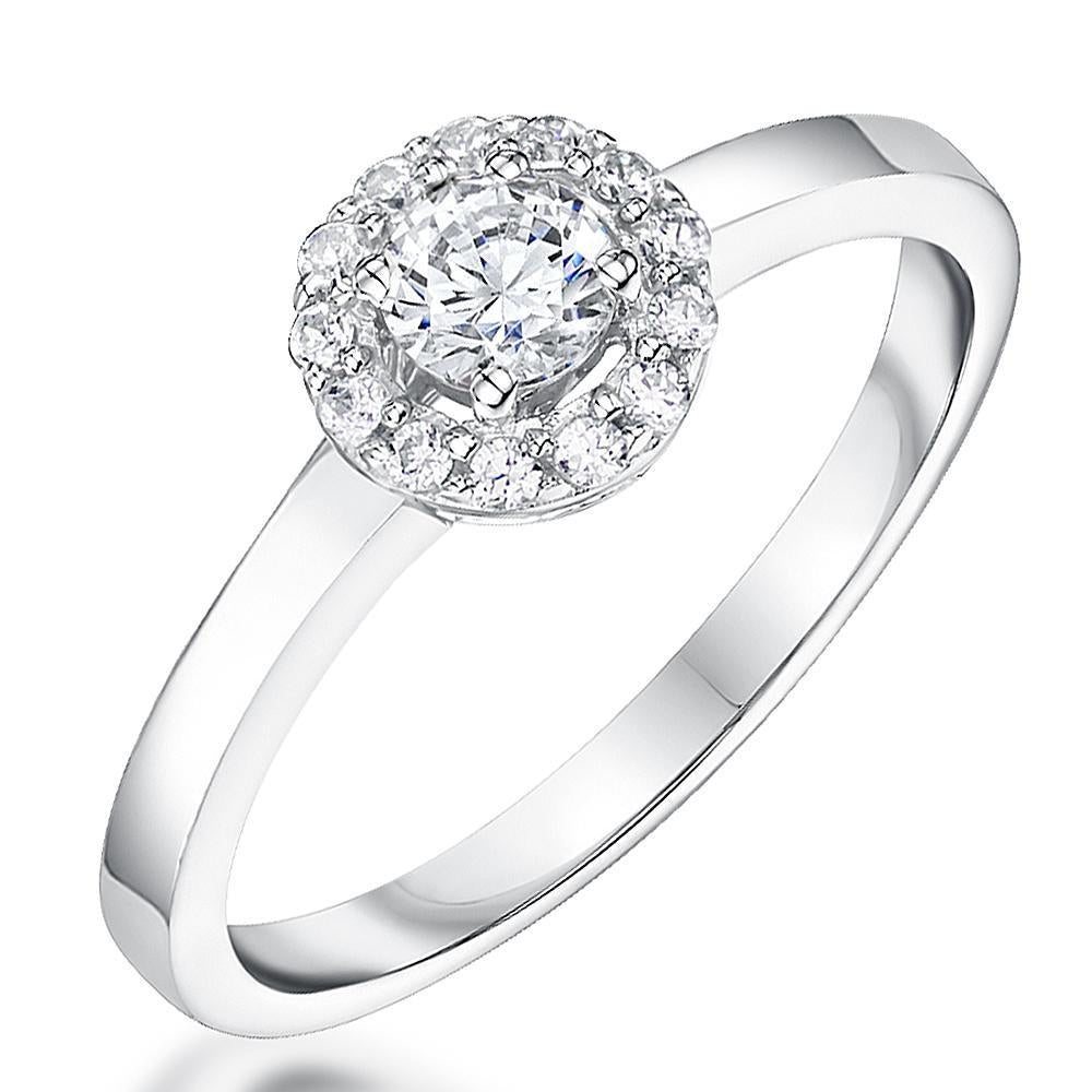 Sterling Silver Quarter Carat Halo Ring
