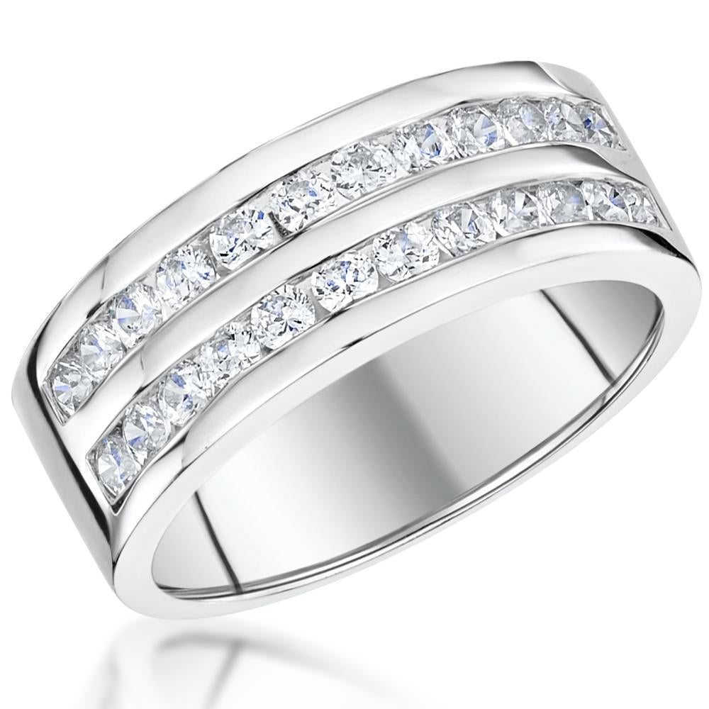Sterling Silver Cubic Zirconia Two Row Ring