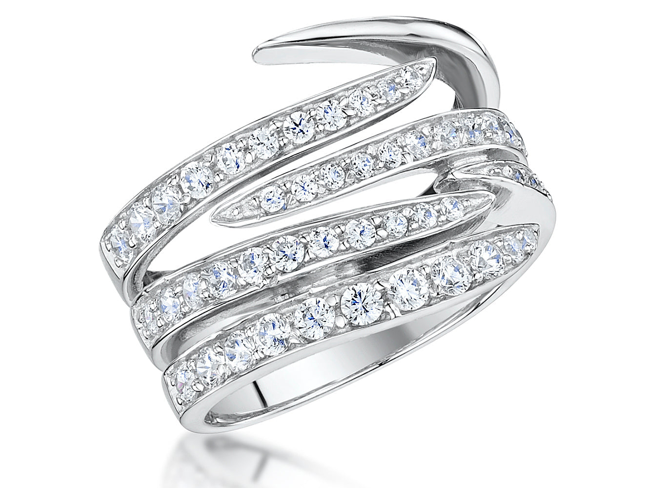 Sterling Silver Stranded Cubic Zirconia Ring