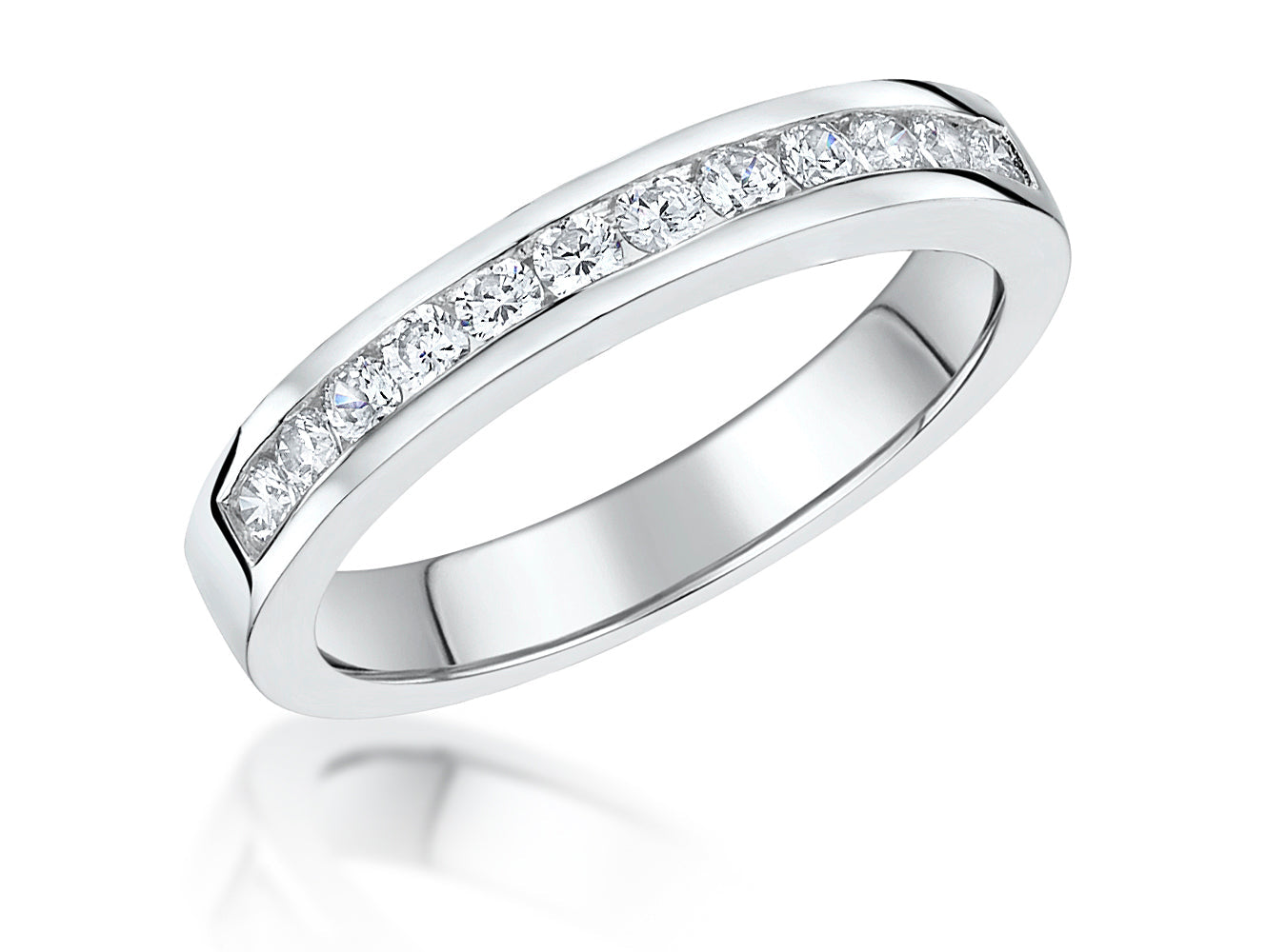 Sterling Silver Half Eternity Channel Set Ring| Premium Cubic Zirconia