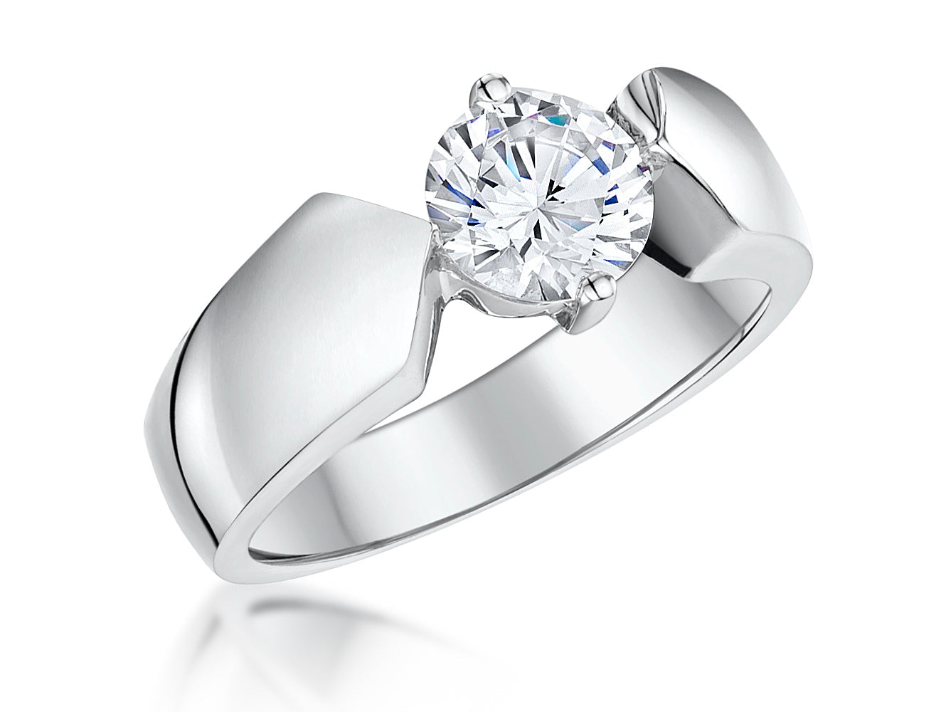 Sterling Silver Chunky Tension Set Cubic Zirconia Ring