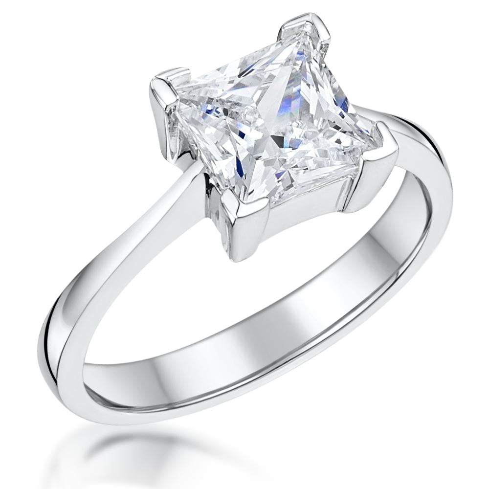 Sterling Silver Two Carat Square Ring