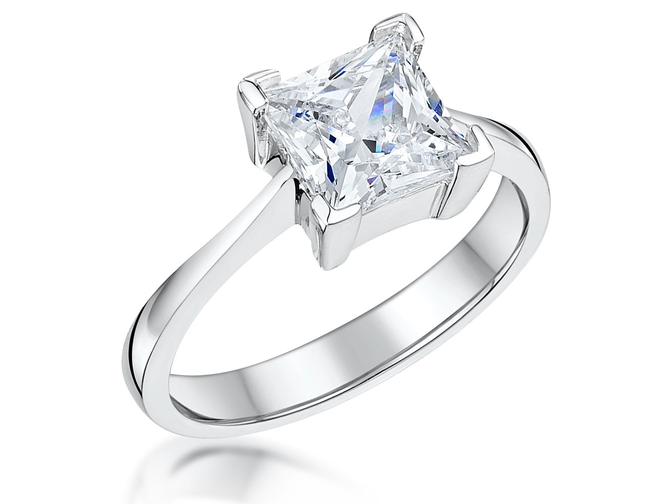 Sterling Silver Two Carat Square Ring
