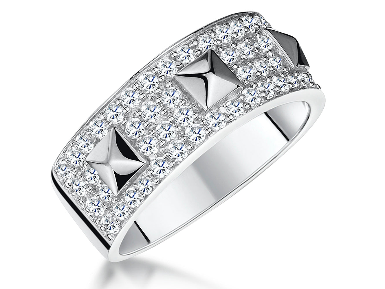 Sterling Silver Ring With Pave Set Cubic Zirconias
