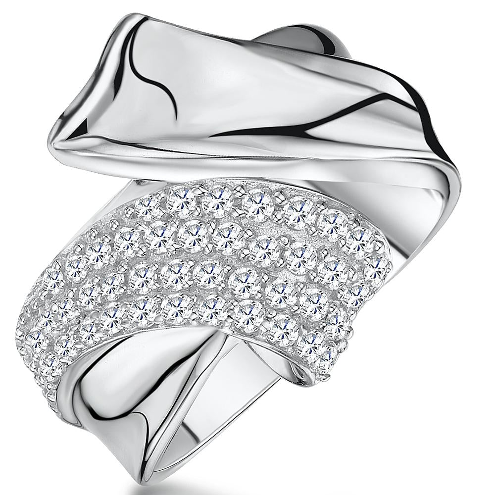 Sterling Silver Cubic Zirconia Crossover Ring