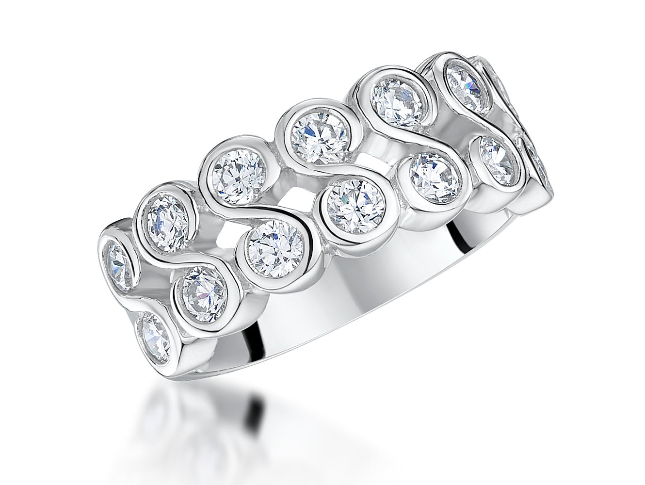Sterling Silver S Shape Cubic Zirconia Ring