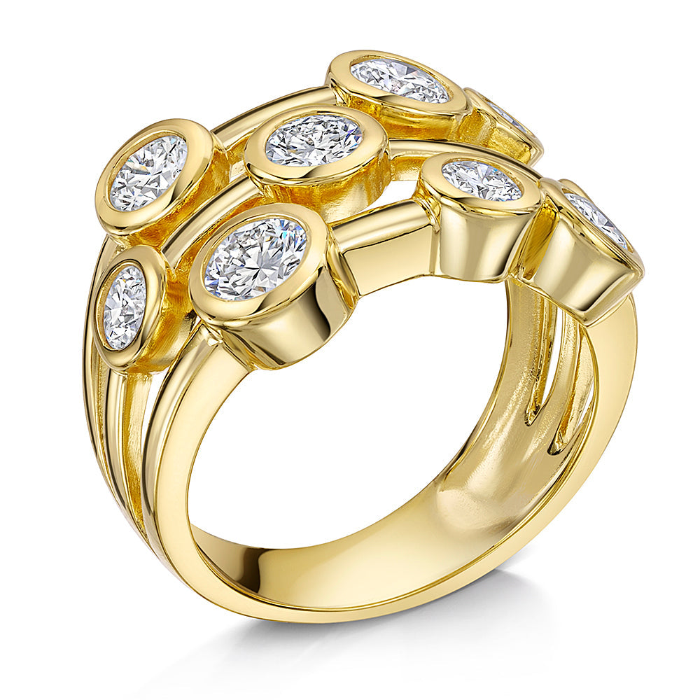 Gold Vermeil 8 Stone Cubic Zirconia Bubble Ring