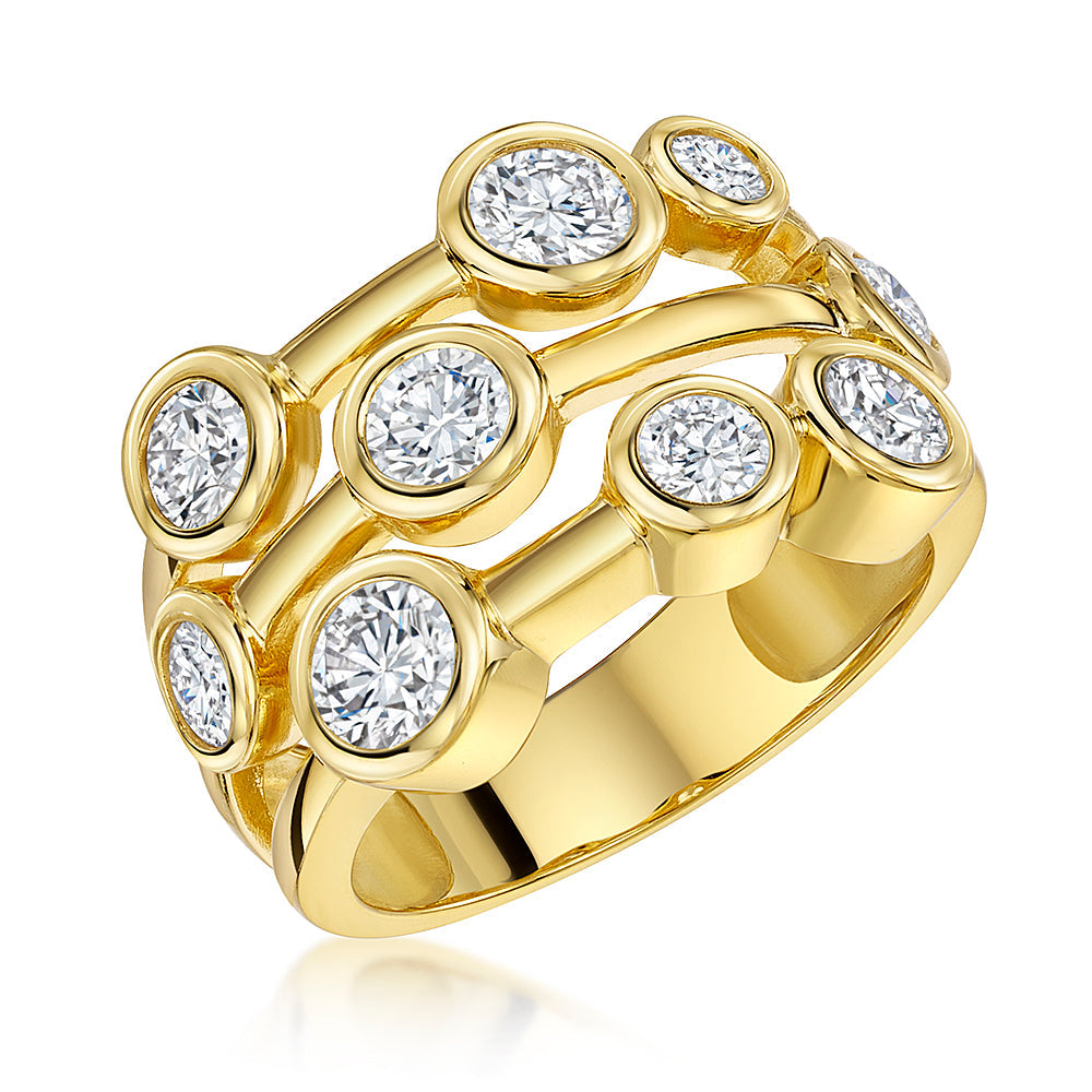 Gold Vermeil 8 Stone Cubic Zirconia Bubble Ring