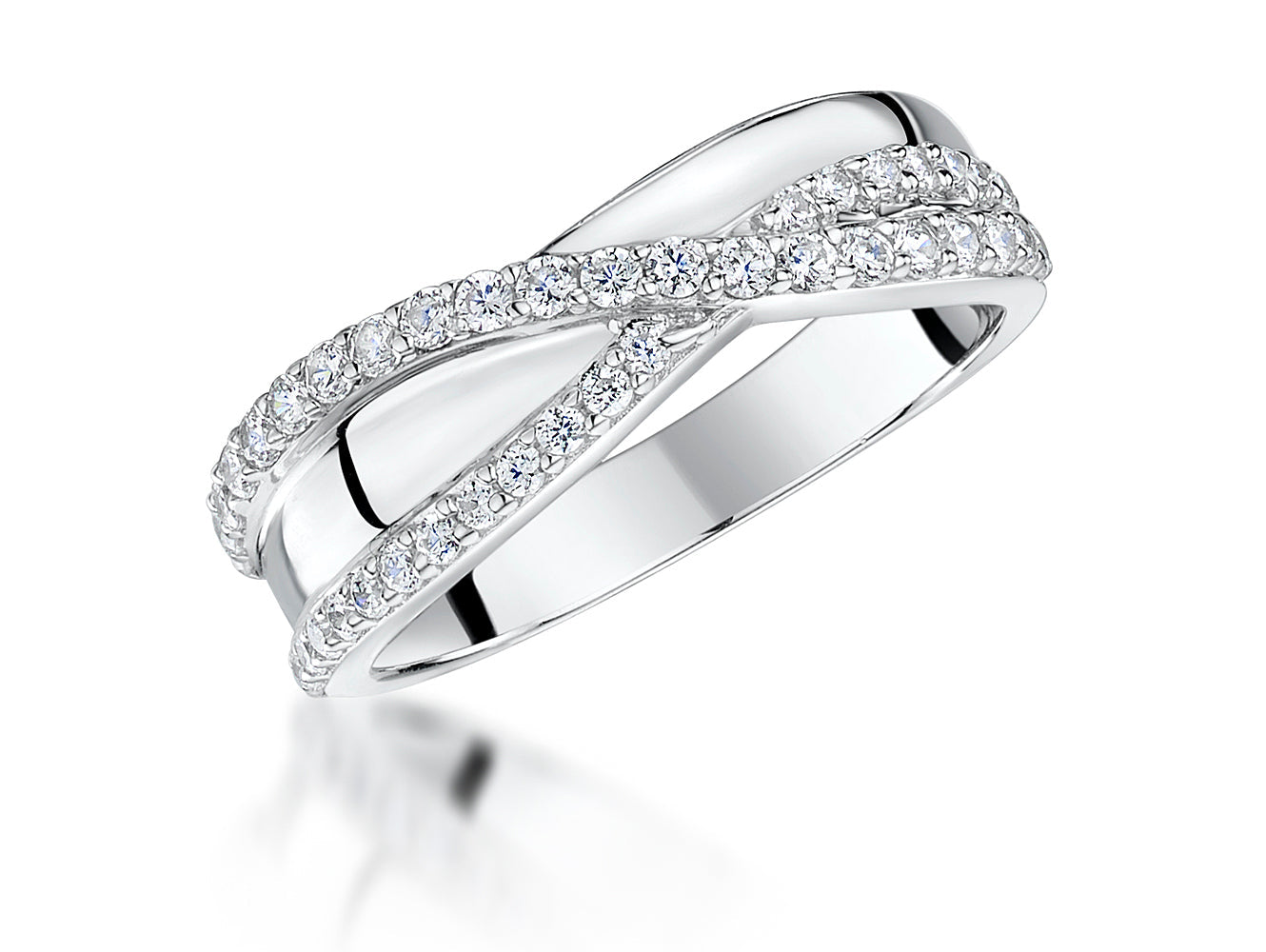 Sterling Silver Crossover Cubic Zirconia Ring