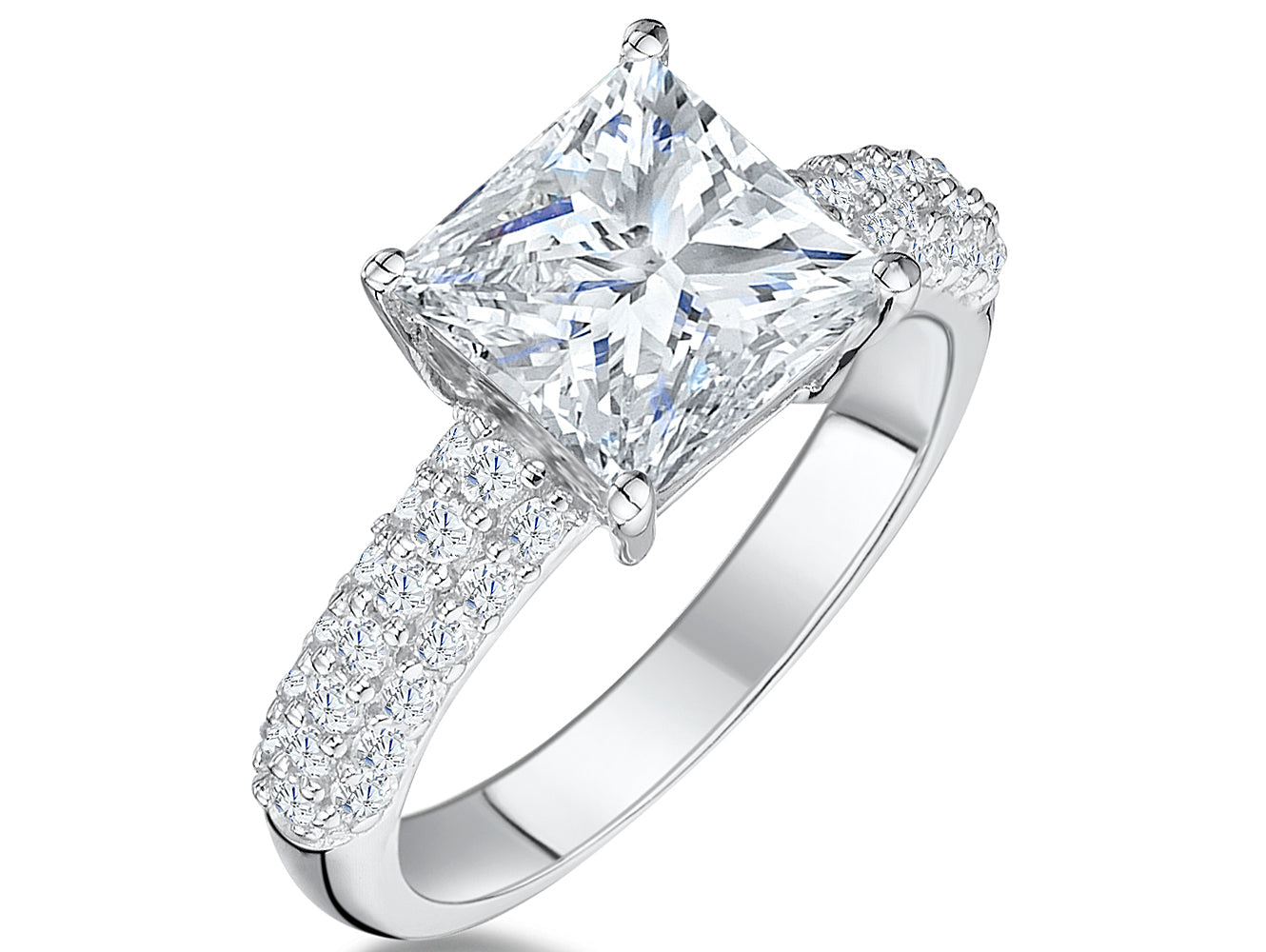 Sterling Silver 3ct Square Solitaire Ring