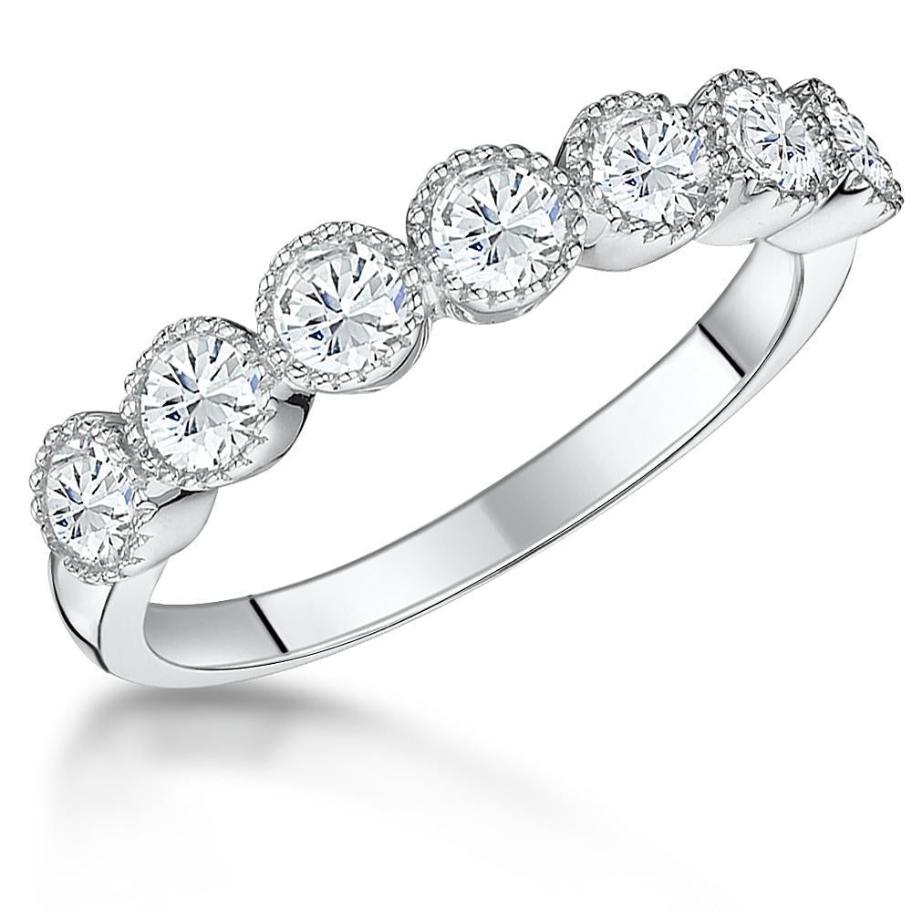Sterling Silver Half Hoop Cubic Zirconia Ring