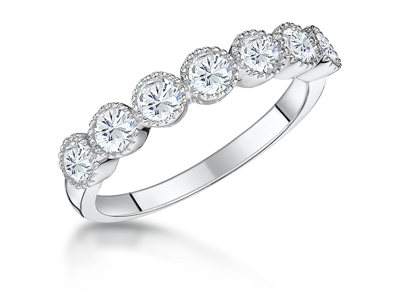 Sterling Silver Half Hoop Cubic Zirconia Ring