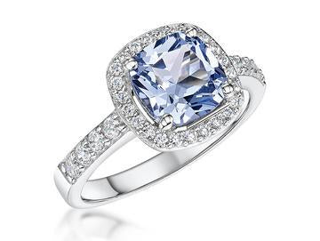 Sterling Silver 3ct Cushion Cut Blue Topaz Zirconia Ring