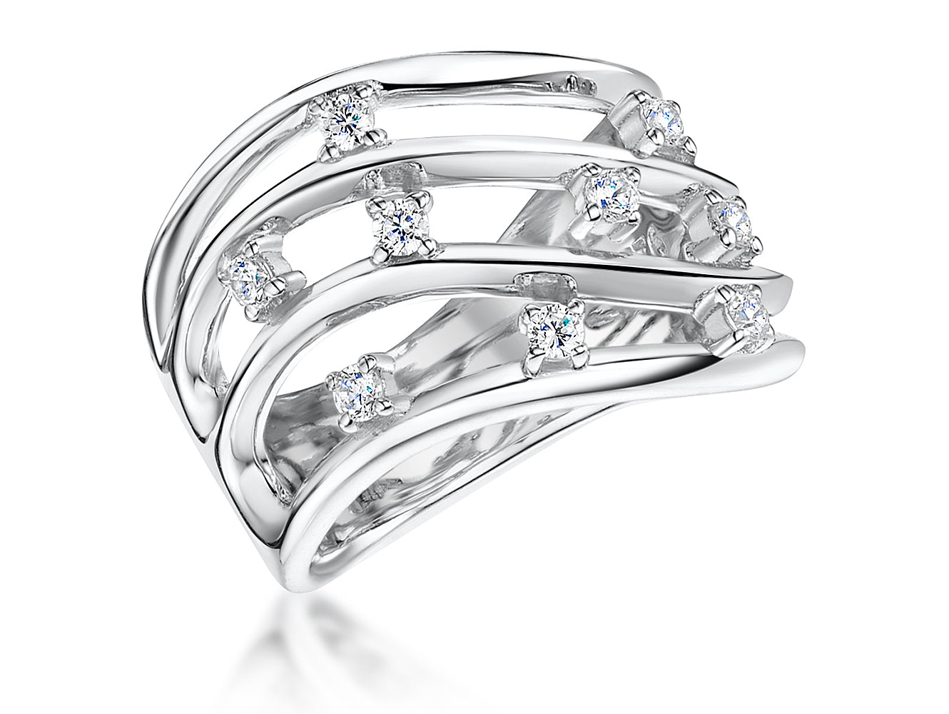 Sterling Silver Cubic Zirconia Stranded Ring