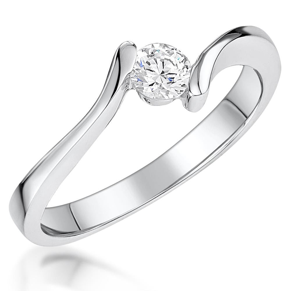 Sterling Silver Offset Solitaire Ring