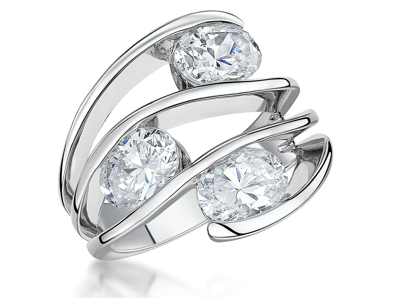 Sterling Silver Oval Chunky Cubic Zirconia Ring