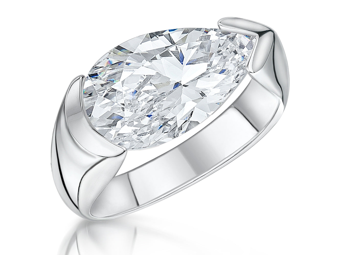 Sterling Silver 5.75 Carat Pear Solitaire Ring