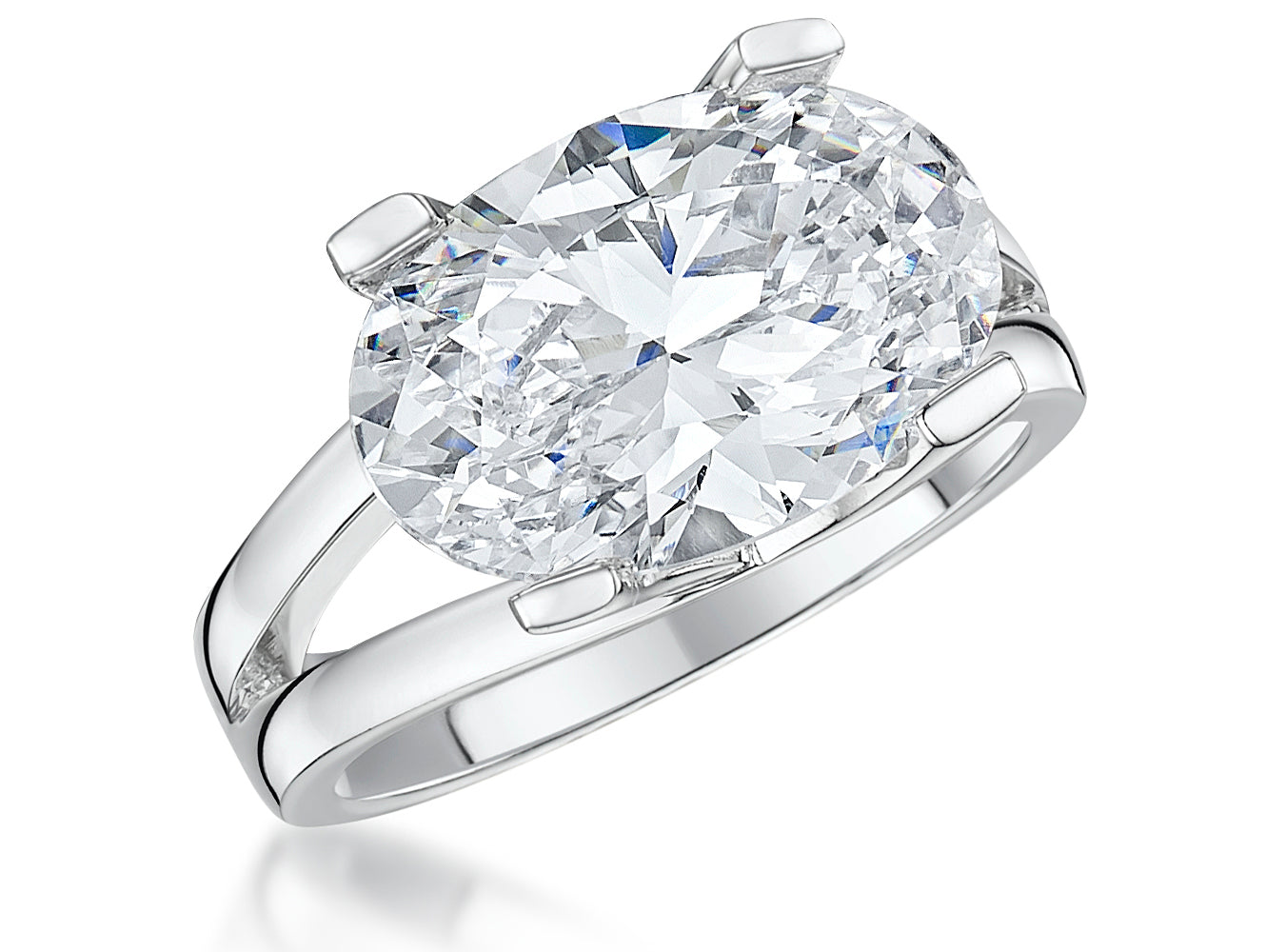 Sterling Silver 5 Carat Oval Solitaire Cubic Zirconia Ring