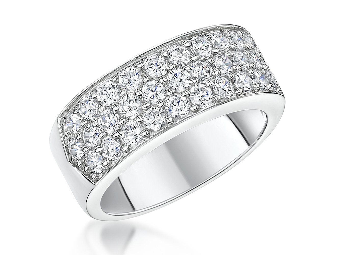 Sterling Silver Chunky Half Pave Set Ring