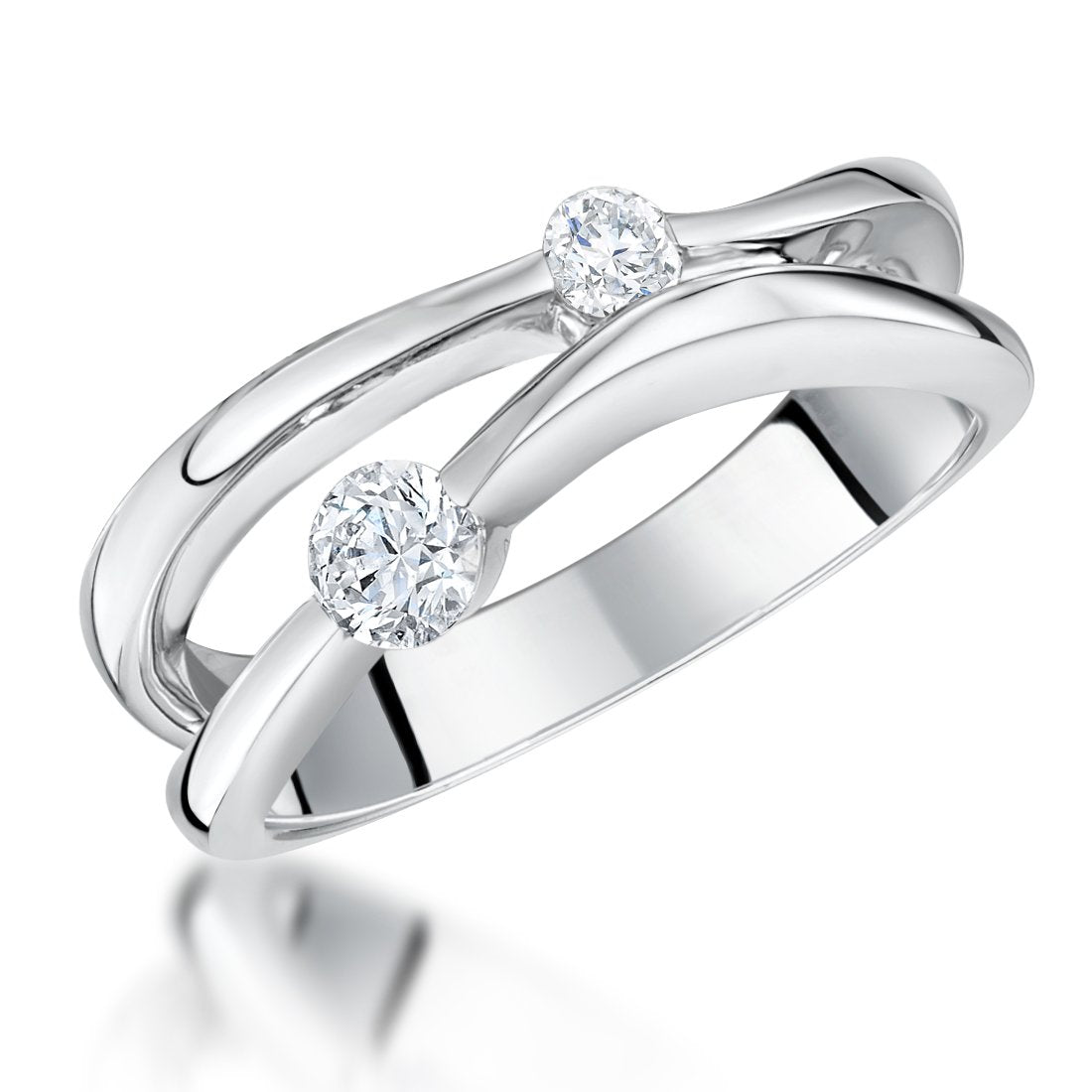 Sterling Silver Two Stone Cubic Zirconia Ring