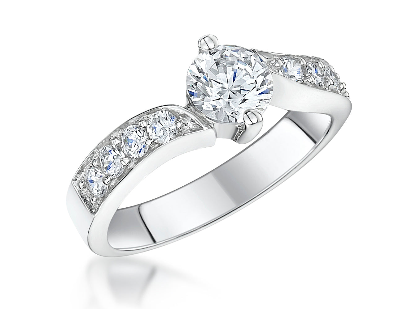 Sterling Silver Twisted 1 Carat Solitaire Ring