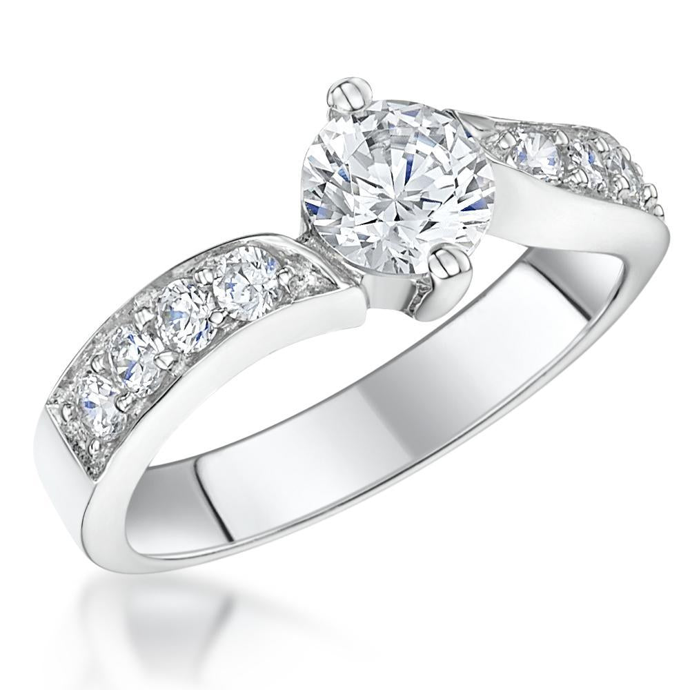 Sterling Silver Twisted 1 Carat Solitaire Ring