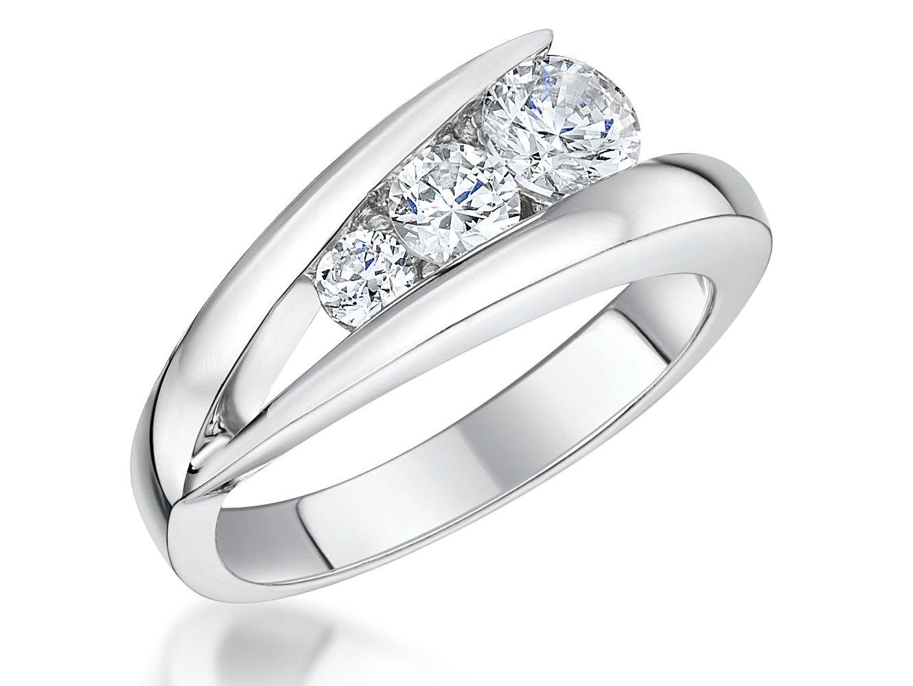 Sterling Silver Three Stone Graduated Ring