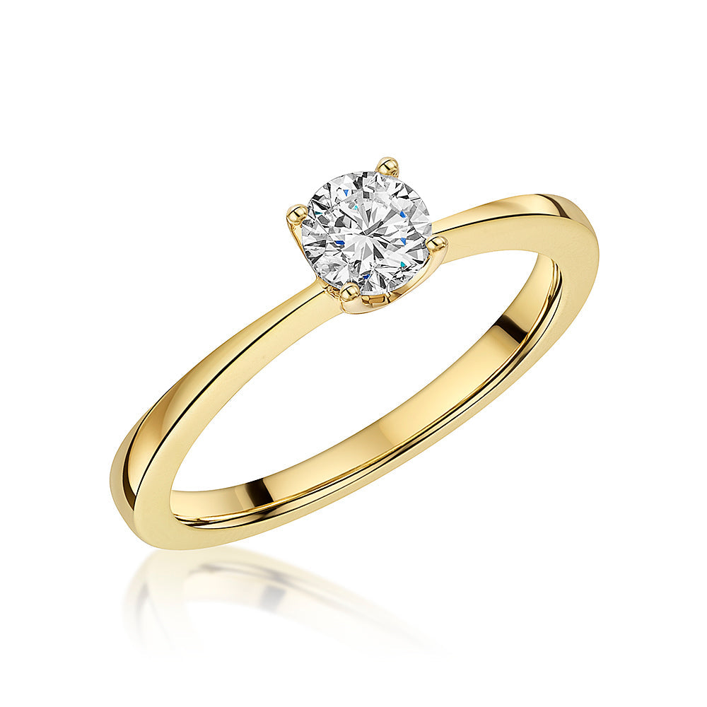 9ct Gold Solitaire Lab Half Carat Diamond Ring | Round Brilliant E VS1