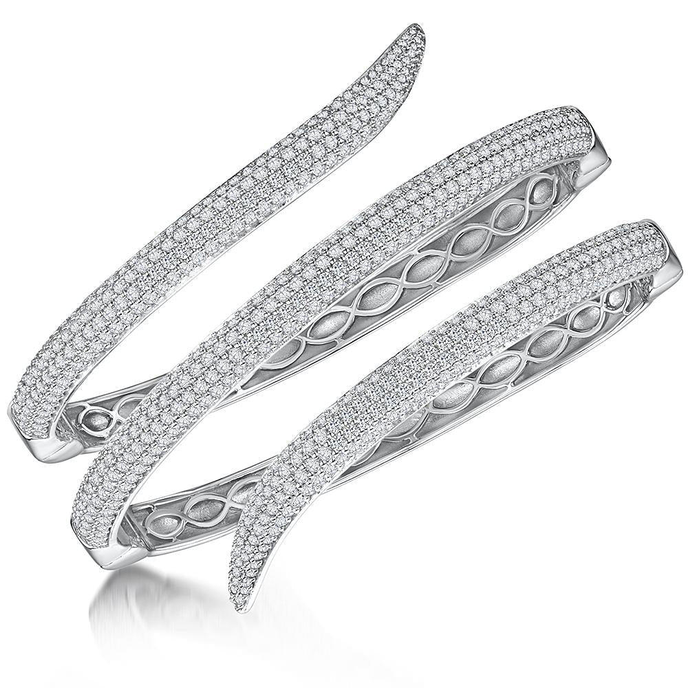 Sterling Silver Snake Wrap Hinged Bangle