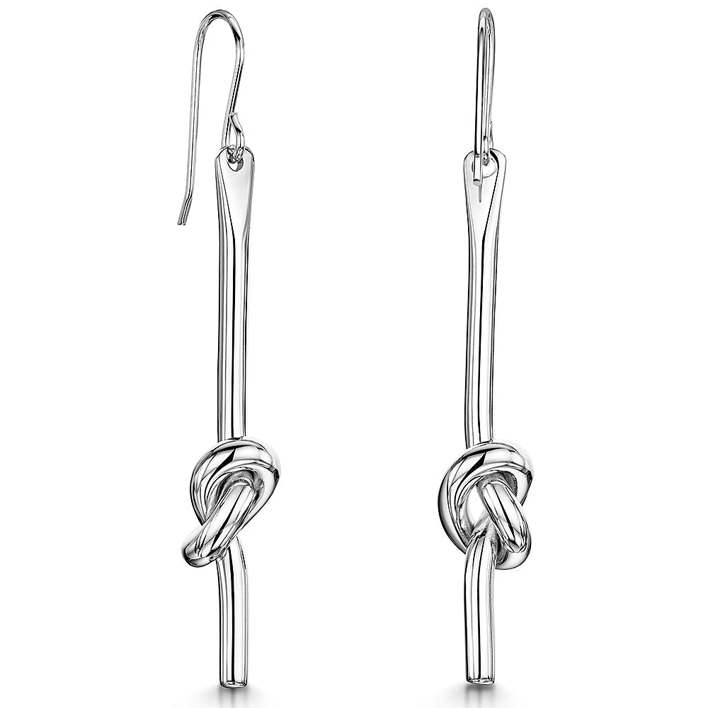 Sterling Silver Single Knot Drop Earrings