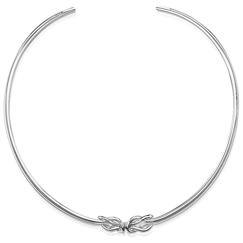 Sterling Silver Choker Torque Double Knot Necklace