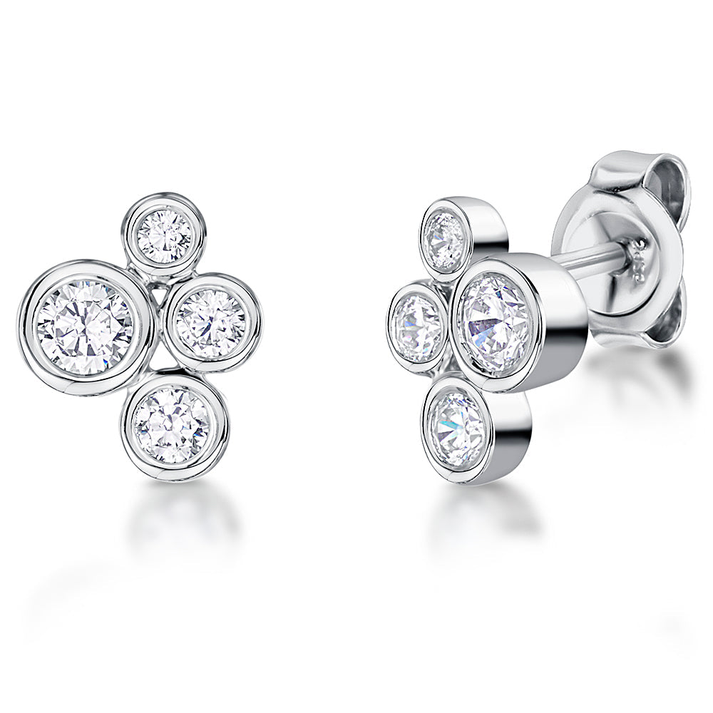Sterling Silver 4 Stone Bubble Earrings