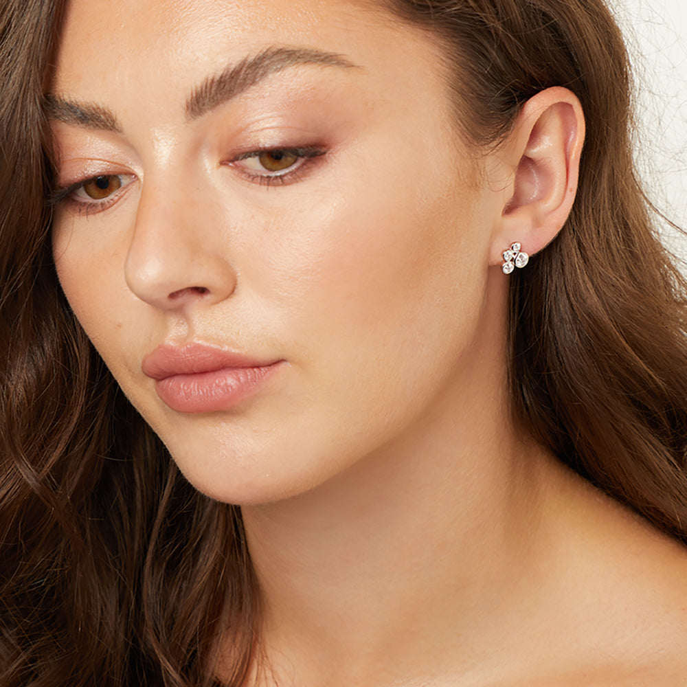 Sterling Silver 4 Stone Bubble Earrings