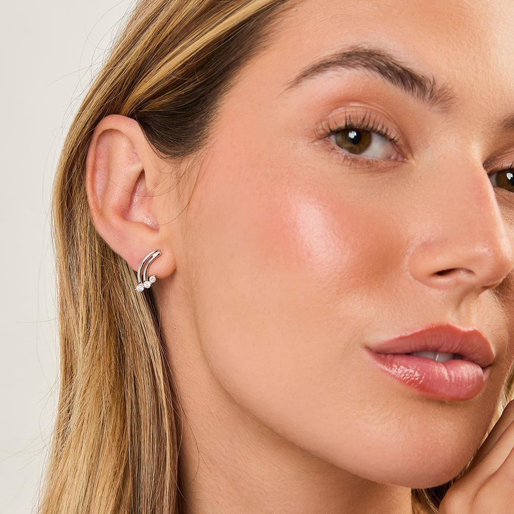 Sterling Silver Curved Earrings