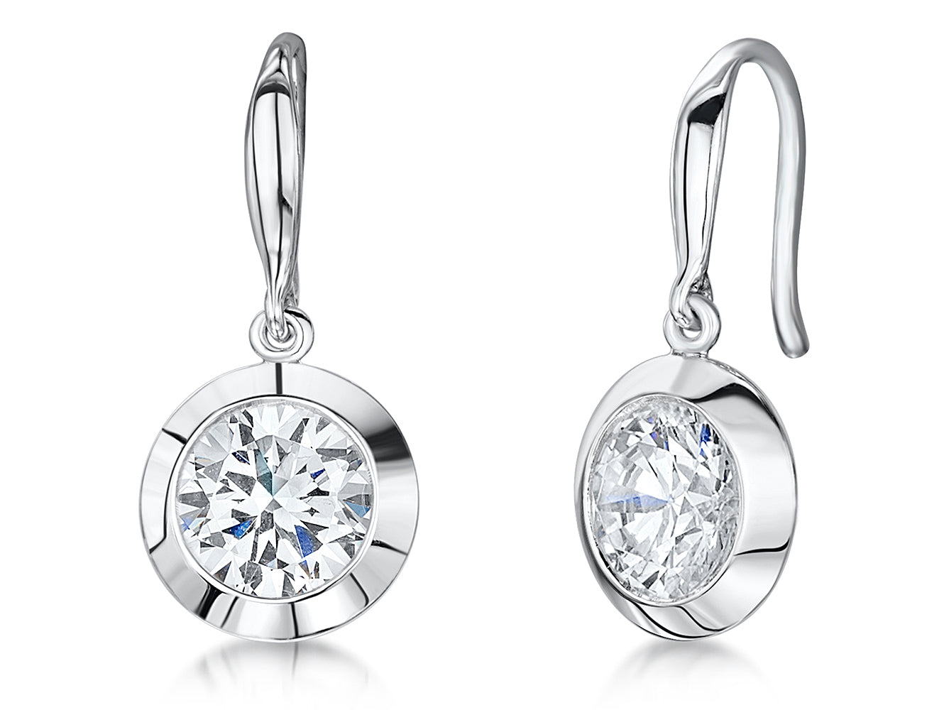 Sterling Silver Drop Rubover Earrings
