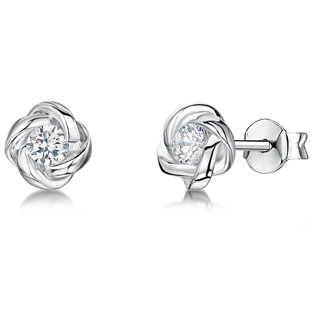 Sterling Silver Woven Surround Stud Earring
