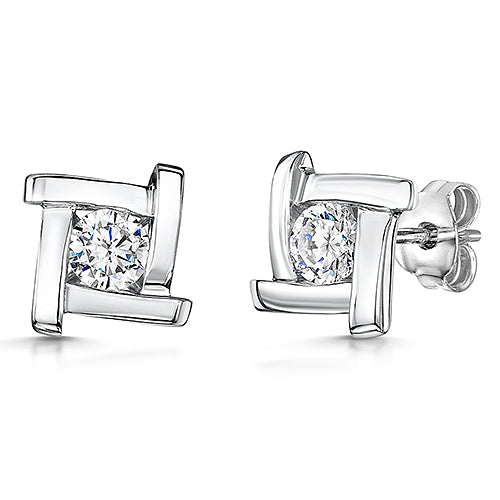 Sterling Silver Overlapping Corner Earrings