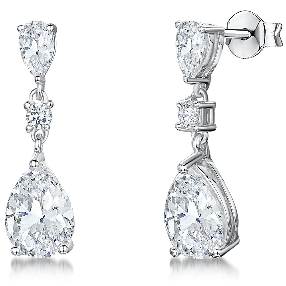 Sterling Silver Teardrop Dangle Earrings