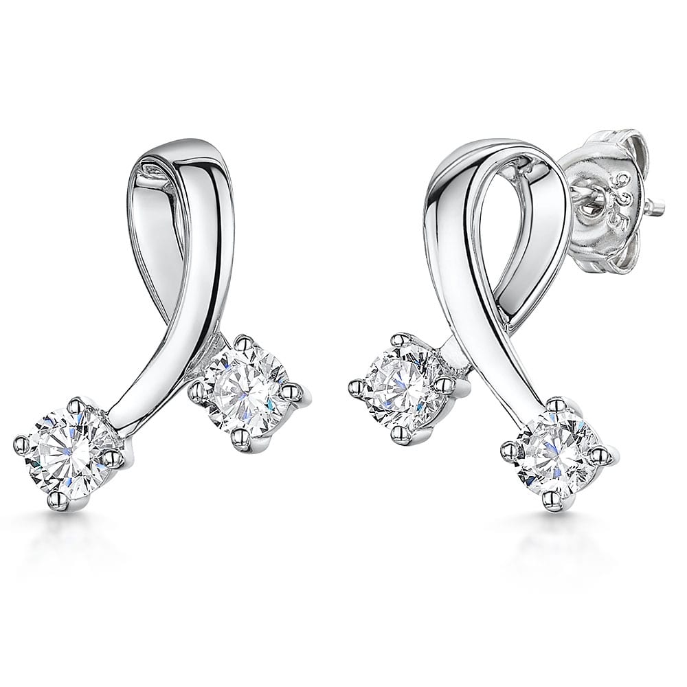 Sterling Silver Open Ribbon Earrings