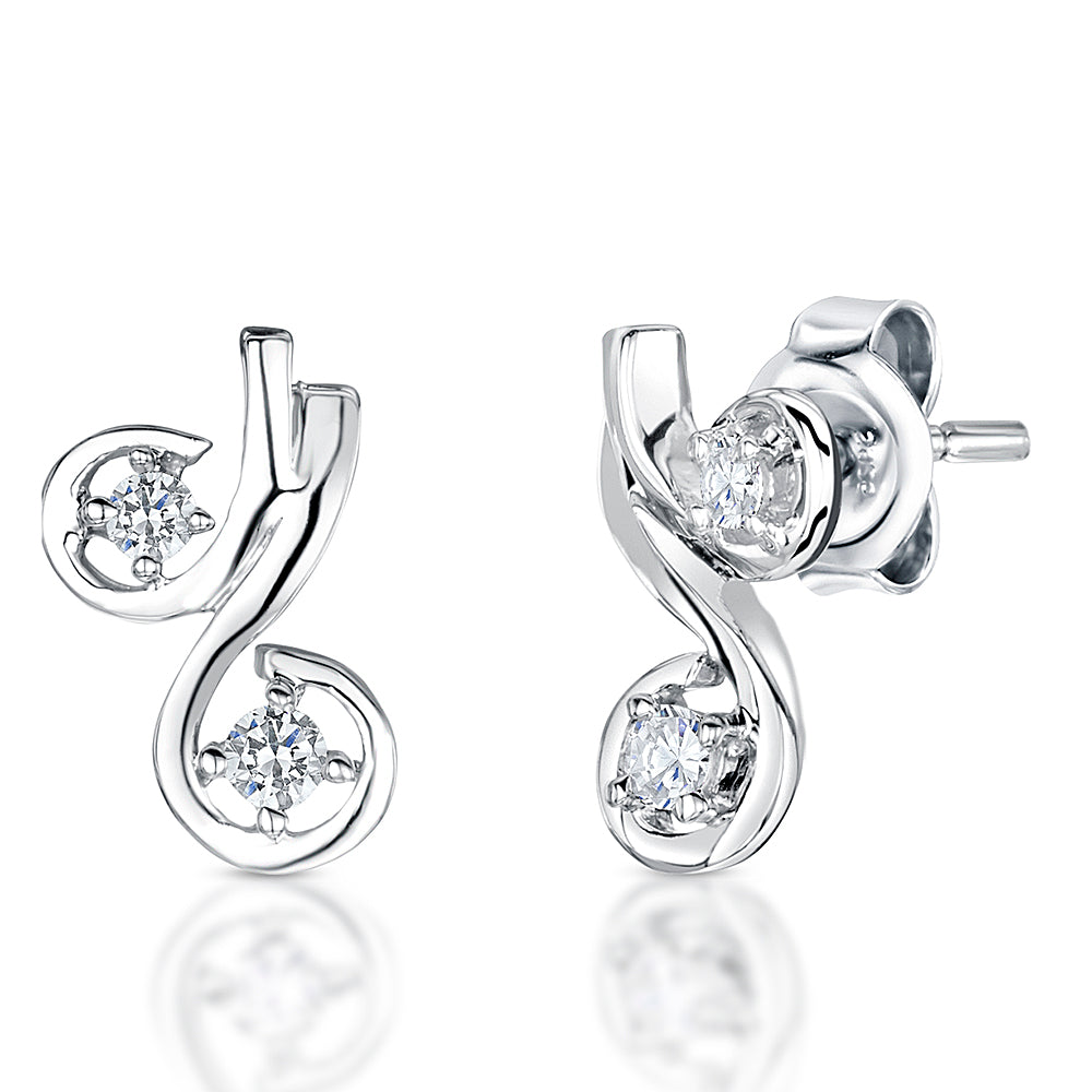 Sterling Silver Double Curl Stud Earrings