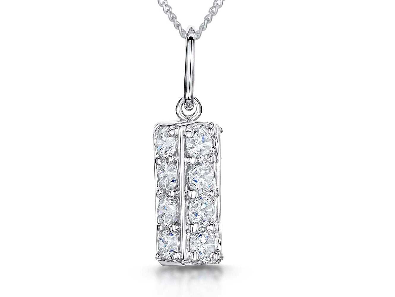 Sterling Silver Rectangle Pave Pendant
