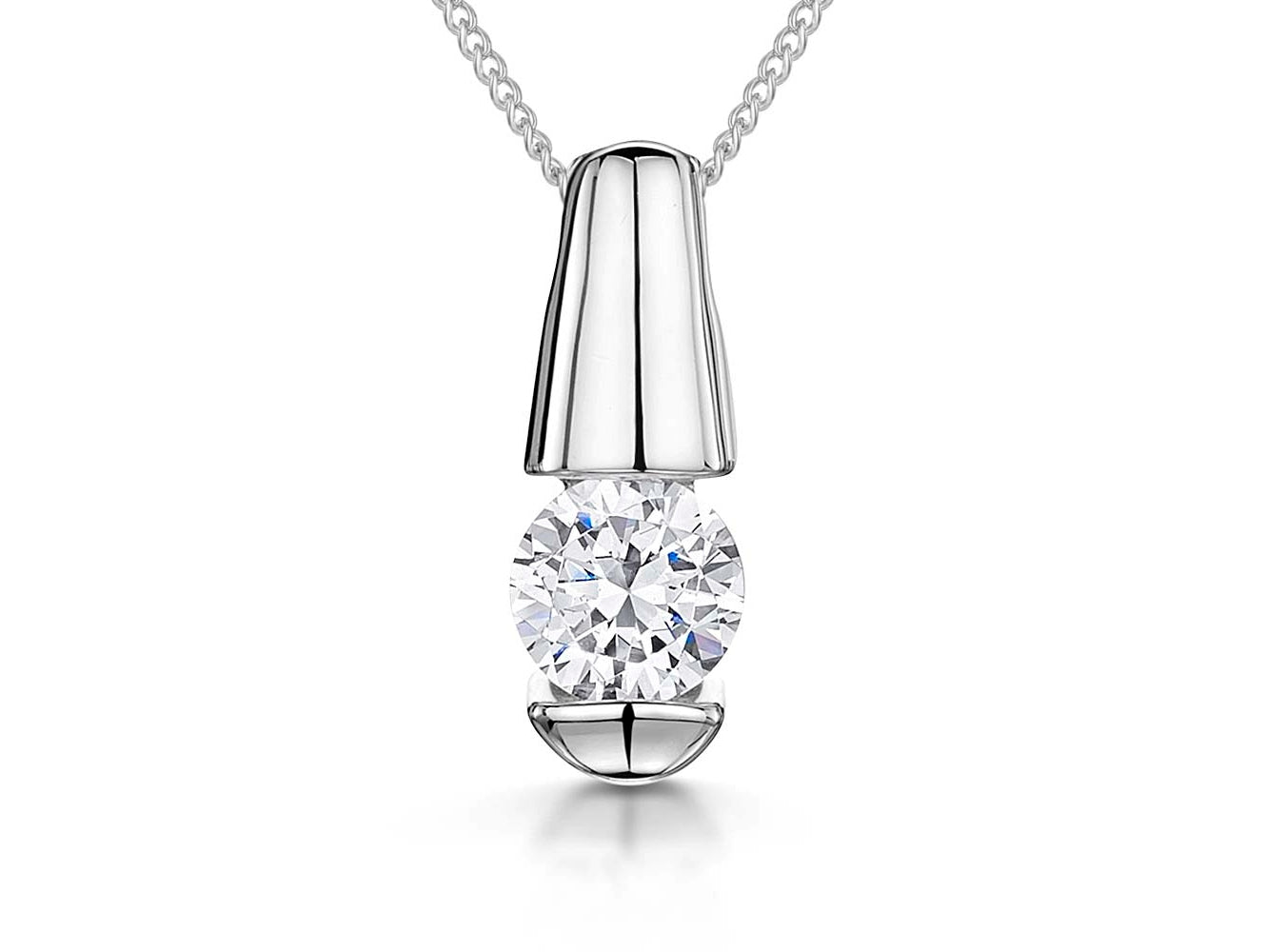 Sterling Silver Cubic Zirconia Tension Set Pendant