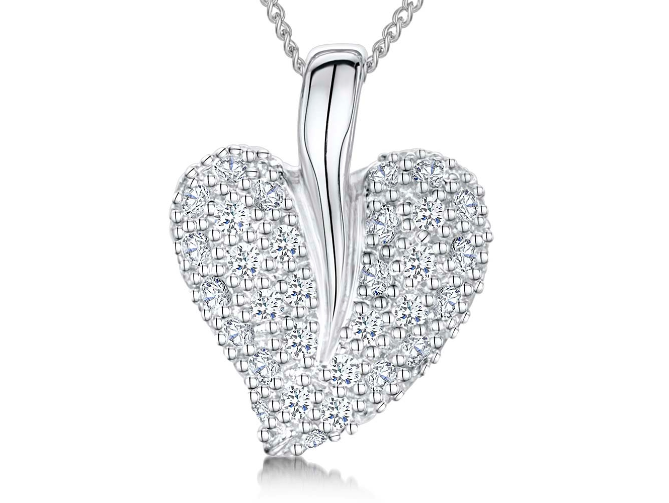 Sterling Silver Pave Heart Pendant
