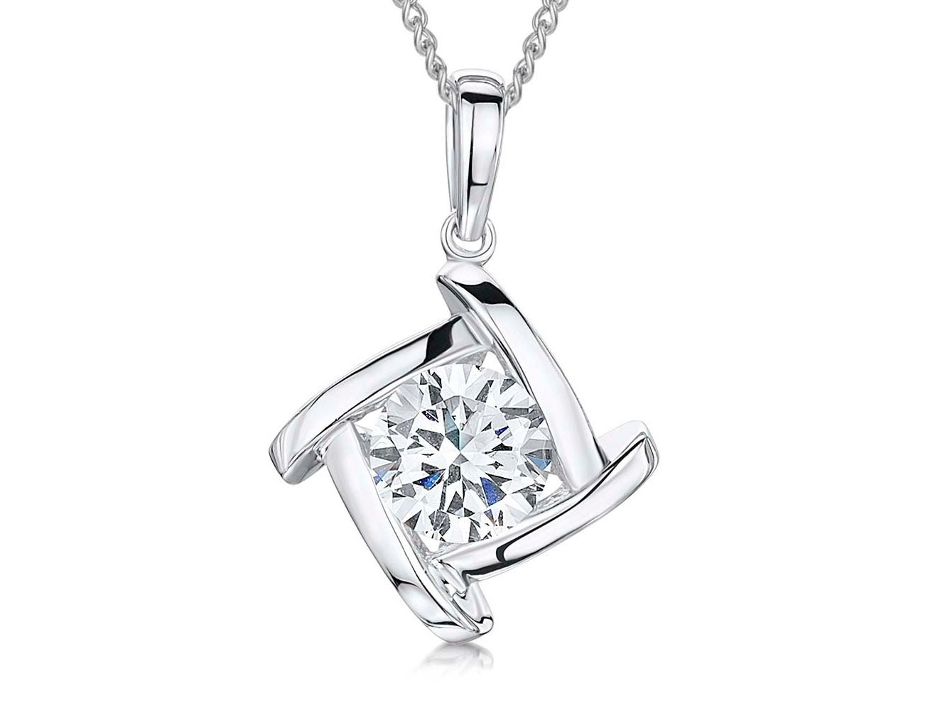 Sterling Silver Pendant With Overlapping Corners