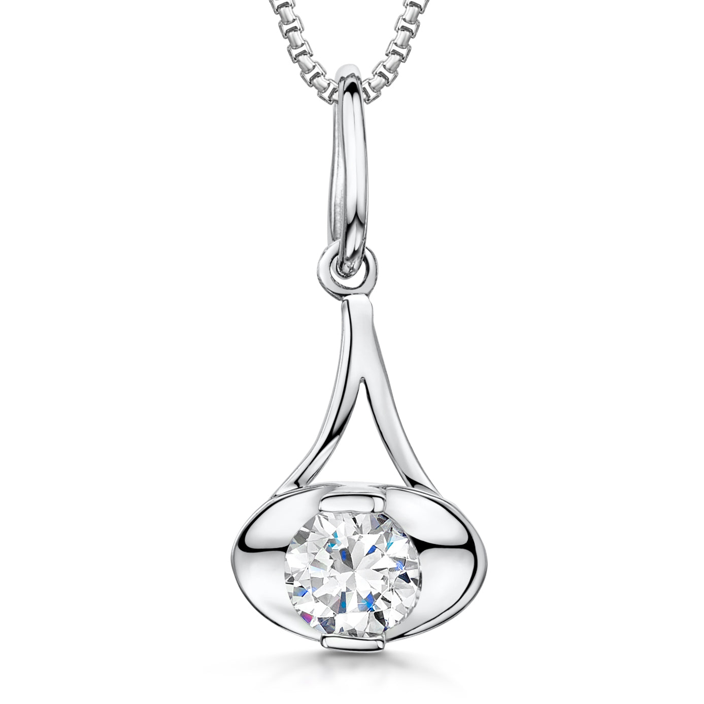 Sterling Silver And Cubic Zirconia Oval Pendant