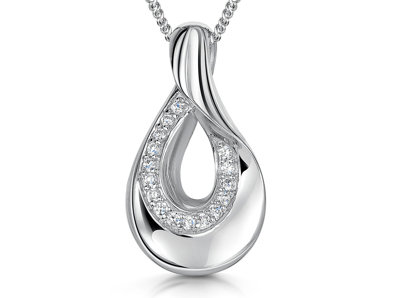 Sterling Silver Twisted Open Teardrop Pendant