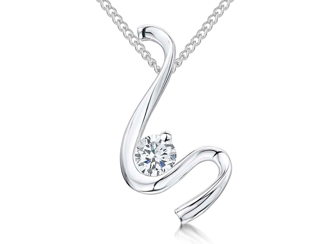Sterling Silver S Shape Wave Pendant